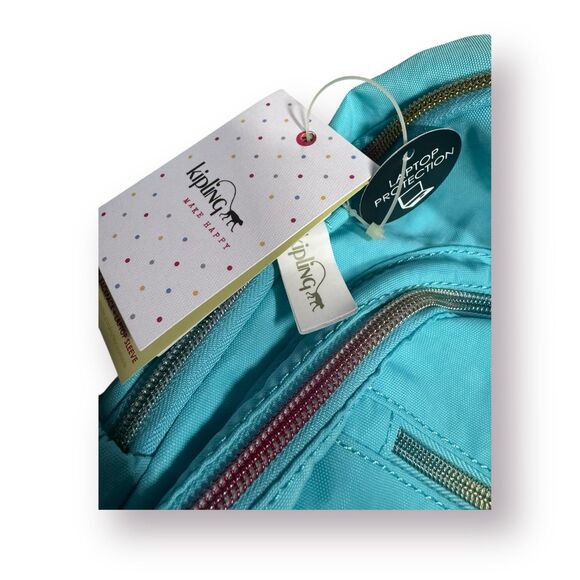 Kipling Seoul Go Extra Large Backpack Blue Splash Laptop Bag w/ Monkey Charm - Picture 5 of 9
